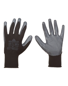 Перчатки полиэстеровые маслобензостойкие с нитриловым обливом черно-серые 9 (L) (VE712GR09/1692) Delta plus