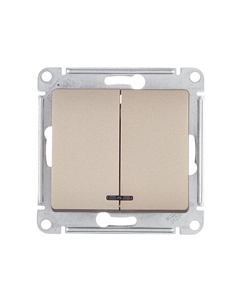 Выключатель Glossa двухклавишный встраиваемый титан с подсветкой (GSL000453) Systeme electric