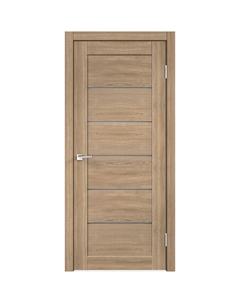 Дверь межкомнатная Vision 1 700х2000 мм ПВХ дуб европейский со стеклом с замком и петлями Velldoris