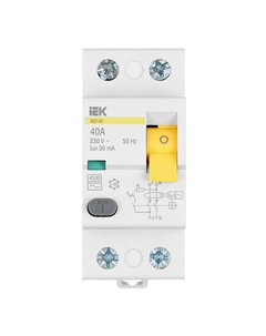 УЗО Karat ВД1-63 40А 1P+N тип AC 30 мА 4,5 кА (MDV10-2-040-030) Iek