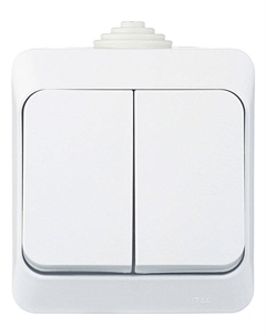 Выключатель Этюд двухклавишный накладной белый (BA10-042B) Systeme electric