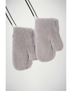 Варежки из экомеха на шнурке серого цвета 2mood