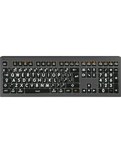 Проводная клавиатура Logickeyboard ASTRA2 с крупным шрифтом, белая на черном фоне (Mac, английский (США))