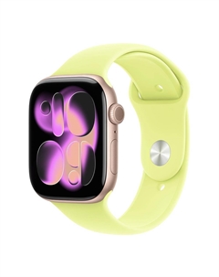 Умные часы Apple Watch Series 11 (GPS+Cellular), 46 мм, Rose Gold Aluminum Case/Neon Yellow Sport Band - S/M