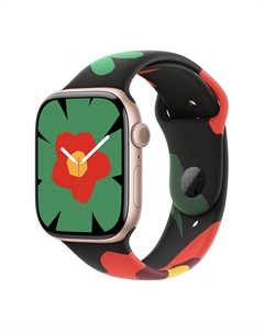 Умные часы Apple Watch Series 11 (GPS), 42 мм, Rose Gold Aluminum Case/Black Unity Bloom Sport Band - M/L