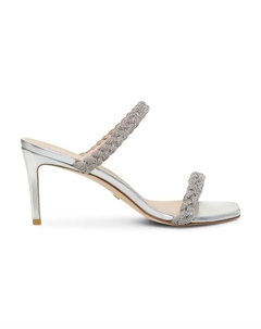 Сандалии Addison с открытым носком 75 мм, серебряный Stuart weitzman