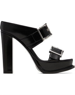 Черные босоножки на каблуке с пряжкой на платформе Alexander mcqueen