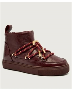 Женские зимние ботинки кожаные глянцевые, красный Inuikii