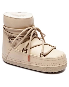 Женские зимние ботинки кожаные на шнуровке, бежевый Inuikii