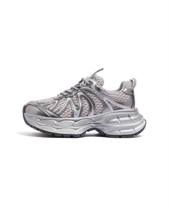 Низкие массивные кроссовки женские серые серебристые, цвет Gray/Silver Camel