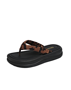 Резиновая подошва бесшумные нескользящие быстросохнущие шлепанцы женские - леопардовый принт, цвет Leopard Print Reihung