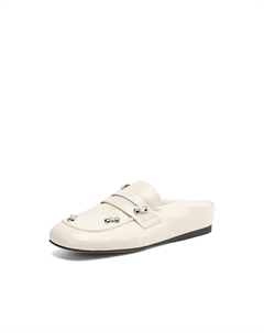 Женские противоскользящие тапочки с закрытым носком и стелькой из экрю овчины, цвет Ecru Sheepskin Insole Rosa bianca