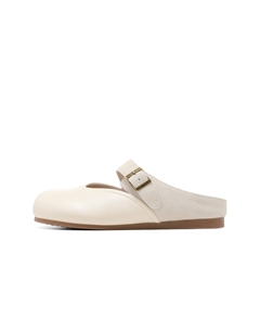 Женские тапочки с закрытым носком на резиновой подошве бежевые, цвет Beige C°banner