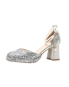 Женские туфли на платформе с массивным каблуком серебристые, цвет Silver Bigtree