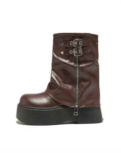 Высокие сапоги на платформе для женщин MD-SANYUE-Y68 коричневые, цвет MD-SANYUE-Y68 Brown Medd