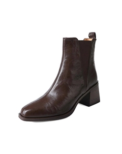 Короткие женские челси-ботфорты на среднем каблуке 3-5 см с коричневой подкладкой из флиса, цвет Brown Fleece-Lined Echo&yolo