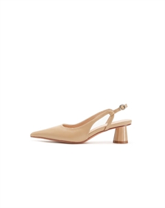 Женские туфли на платформе с массивным каблуком 5 см - нюд, цвет Nude Hkcp