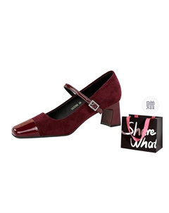Туфли Мэри Джейн на массивном каблуке женские Ancora Red с подарочной сумкой, цвет Ancora Red+Shopping Bag Bigtree