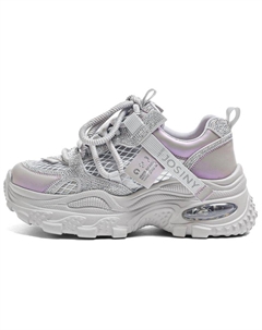 Серебристо-фиолетовые противоскользящие устойчивые к истиранию массивные низкие кроссовки женские, цвет Silver Purple Josiny