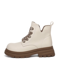 Короткие женские ботинки Мартин 4,5 см бежевые, цвет Beige Daphne