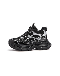 Высокие массивные кроссовки женские — черный/серебристый, цвет Black/Silver Camel