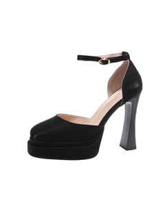 Женские туфли на платформе с массивным каблуком черные, цвет Black Weishibangwei