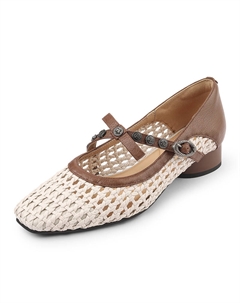 Вырезные ажурные плетеные туфли без подкладки экрю, цвет Ecru Echo&yolo