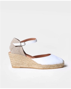 Женские кожаные эспадрильи на танкетке с пряжкой, белый Toni pons