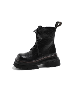 Ботинки женские на платформе коричневые Мартин с меховой подкладкой MIS DANNY высота каблука 7 см Mis. danny