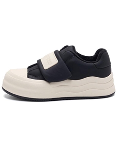 Термические низкие скейтерские кроссовки 4 см женские, бежево-черные 15 mins