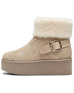 Снежные пики теплые короткие зимние сапоги женские коричневые - слоновая кость серый, цвет Elephant Beige Gray Staccato