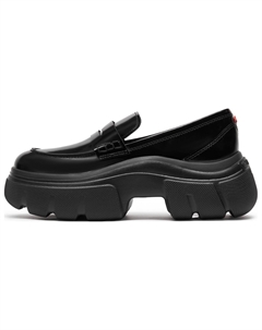 CHOUQINGNIAN x Весенняя Живопись С Удачей Блестящие Лоферы 5.5 см Женские, Эфирное Сияние Черный Staccato