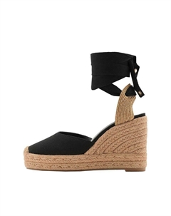 Босоножки на танкетке COMBINED TIED - Platform sandals, черный Mango