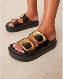 Женские мюли с объемной пряжкой и стелькой, черные Asos design