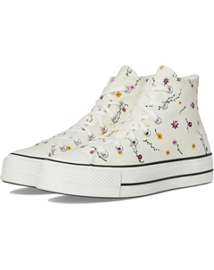 Кеды Chuck Taylor All Star Lift Platform Embroidered Blooms, цвет Egret/Vintage White/Black Converse