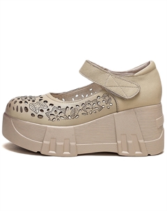 Женские туфли Мэри Джейн на платформе 7 см бежевые, цвет Beige Jay