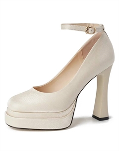 Женские туфли на платформе с массивным каблуком экрю, цвет Ecru Lan miao