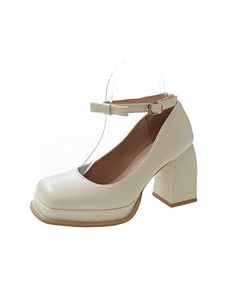 Женские туфли на платформе с массивным каблуком экрю, цвет Ecru Xingdiman