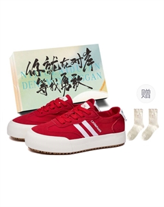 Низкие женские скейтерские кеды Christmas Red с коробкой и подарочными носками, цвет Christmas Red+Box+Gift Socks Jimixiong