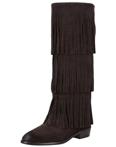 Женские ковбойские сапоги замшевые с бахромой, коричневый Steve madden