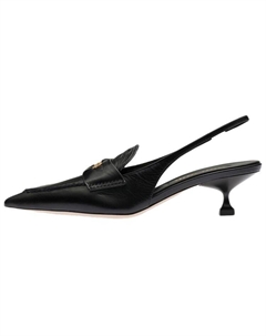 Туфли-лодочки кожаные с открытой пяткой, черный Miu miu