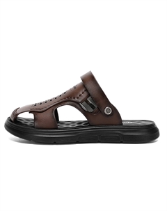 Мужские противоскользящие закрытые тапочки коричневые, цвет Brown Mulinsen