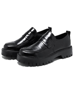 Мужские лоферы черные с потайной платформой, цвет Black Hidden Wedge Weishibangwei