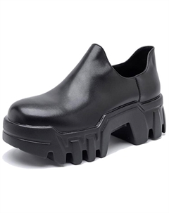 Повседневные кожаные туфли мужские черные с потайным клином, цвет Black Hidden Wedge Weishibangwei