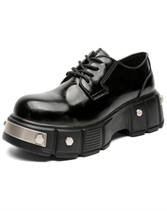 Повседневные кожаные туфли мужские черные с потайным клином, цвет Black Hidden Wedge Weishibangwei