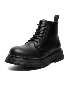 Мужские ботинки Martin, британский стиль, универсальные высокие кожаные ботинки для комьюта, рабочие ботинки на платформе черные [с флисовой подкладкой], цвет Black [Fleece-Lined] V05