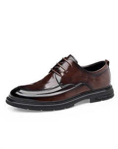 Мужские туфли для костюма черные с темно-коричневым низкий каблук, цвет Dark Brown Mulinsen