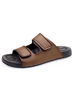 Мужские коричневые шлепанцы с резиновой подошвой, устойчивой к истиранию и амортизацией, цвет Brown Kung fu partners