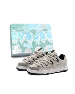 Скользоустойчивые унисекс скейтерские кеды низкие бело-черные, цвет White Black Cvojoo