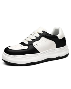 Мужские низкие скейтбордные кроссовки с высотой подошвы 7 см черно-белые 02, цвет {Height Increasing 7CM} Black & White 02 Chint